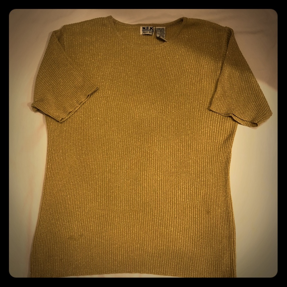 N.E.K. Gold Sweater. Short sleeves. Vintage. XLG.